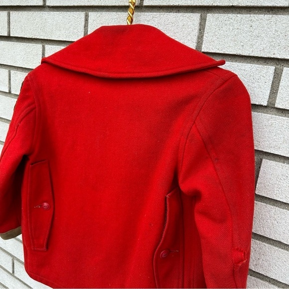 Vintage Woolrich Red Wool Boy Scouts Jacket Sz 10 Smokey Bear Patch Broken Zip - Picture 12 of 13